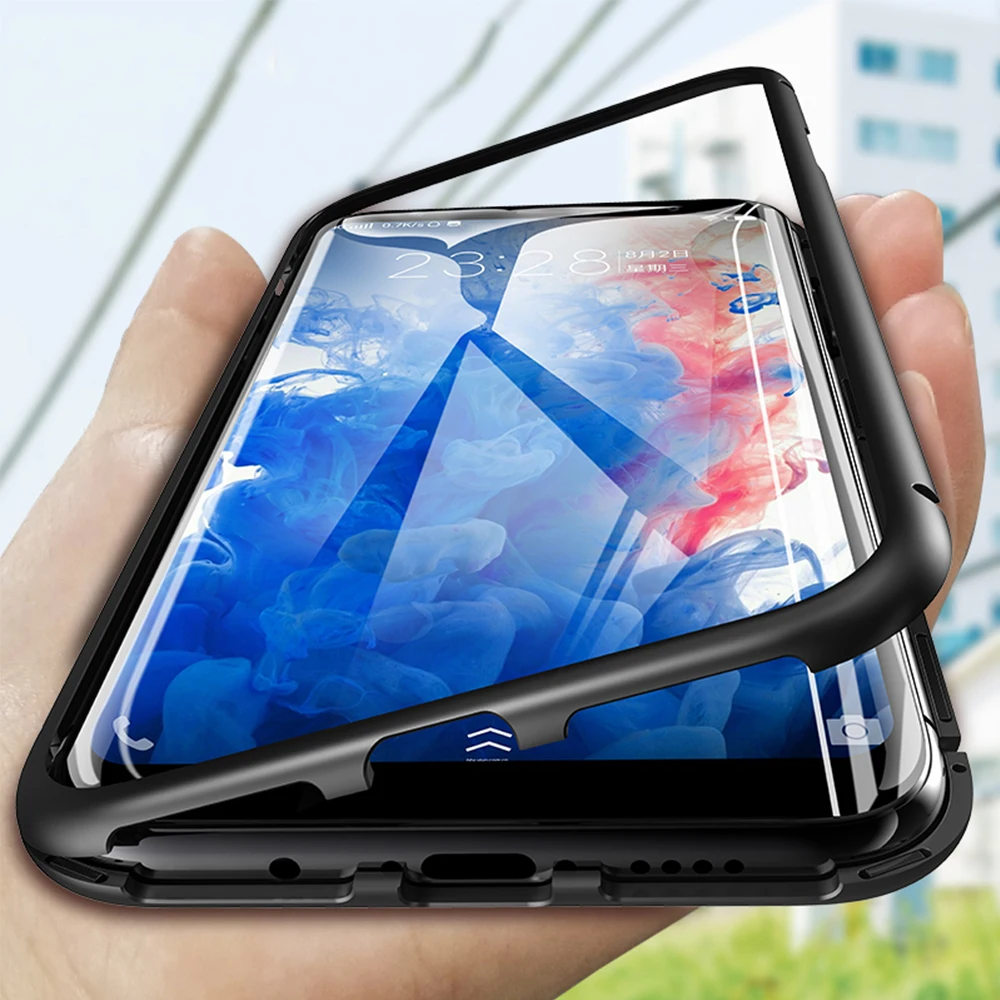 Магнитный двухсторонний стеклянный чехол для телефона Samsung Galaxy A10 A20 A30 A50 M20 M30 A7 A9