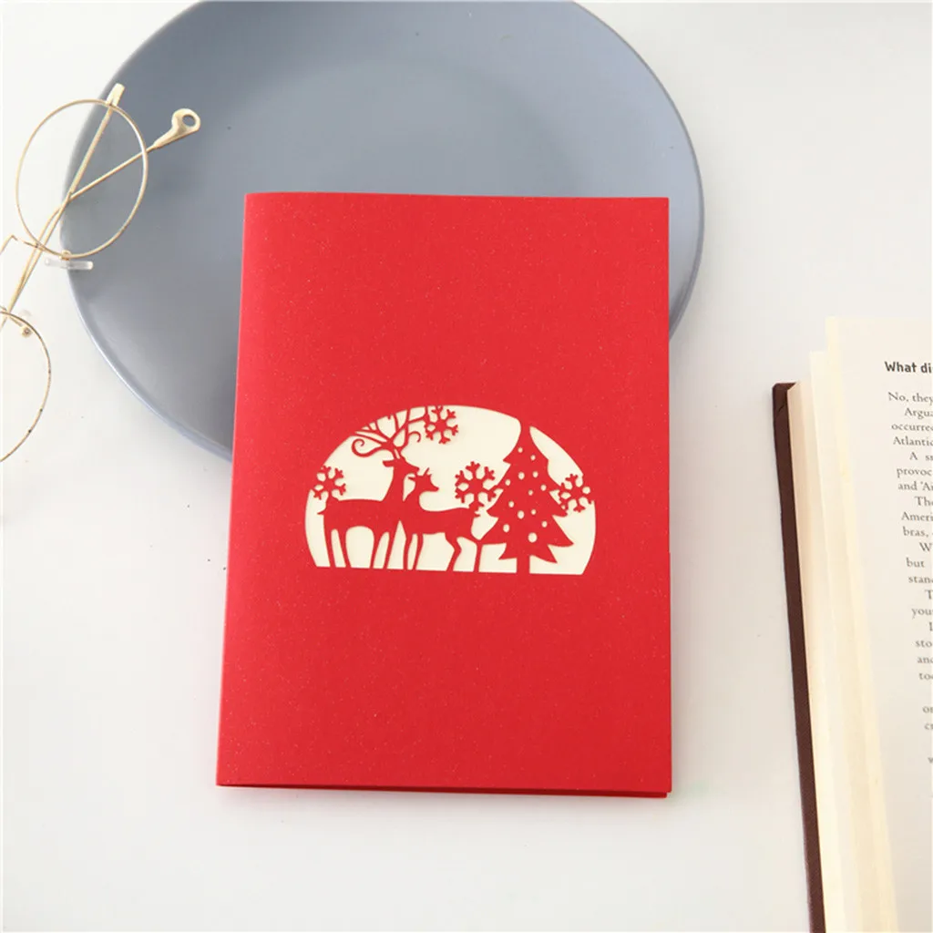 Рождественские 3D всплывающие открытки стерео поздравительные AR технология