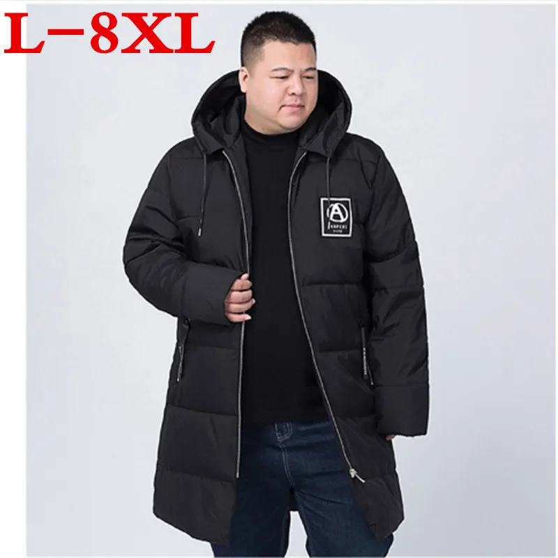 Новый размера плюс 9XL 8XL 7XL брендовая зимняя длинная куртка с хлопковой подкладкой