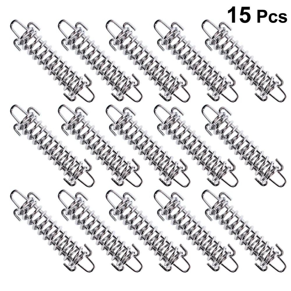 

15PCS Tent Strong Wind Spring Rope Buckle High Strength Steel Rope Buckle Awning Fixed Buckle Spring Hook Buckle(Silver)