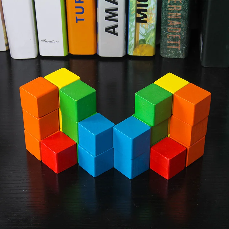 

100pcs 1cm 1.5cm 2cm colorful wooden cubes wood dices Board Games for family and kids board game 6 colors
