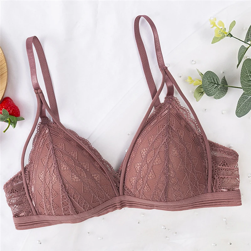 

Sexy Push Up Bra Women Brassiere Wire Free Thin Underwear Ladies Sexy Deep V Lace Bralette Floral Lace Bras For Female