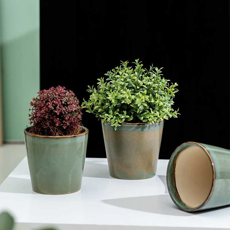 

Nordic Modern Creative Flower Glaze Ceramic Flowerpot Light Luxury Succulent Green Plant Potted Home Decor Creative Gardening