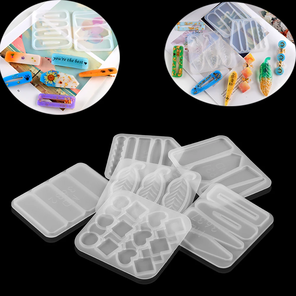 

1pcs DIY Hairpin Epoxy Resin Mold Silicone Women Girls Geometric Hair Claw Hair Clips UV Resin Epoxy Molds Accessories Supplies