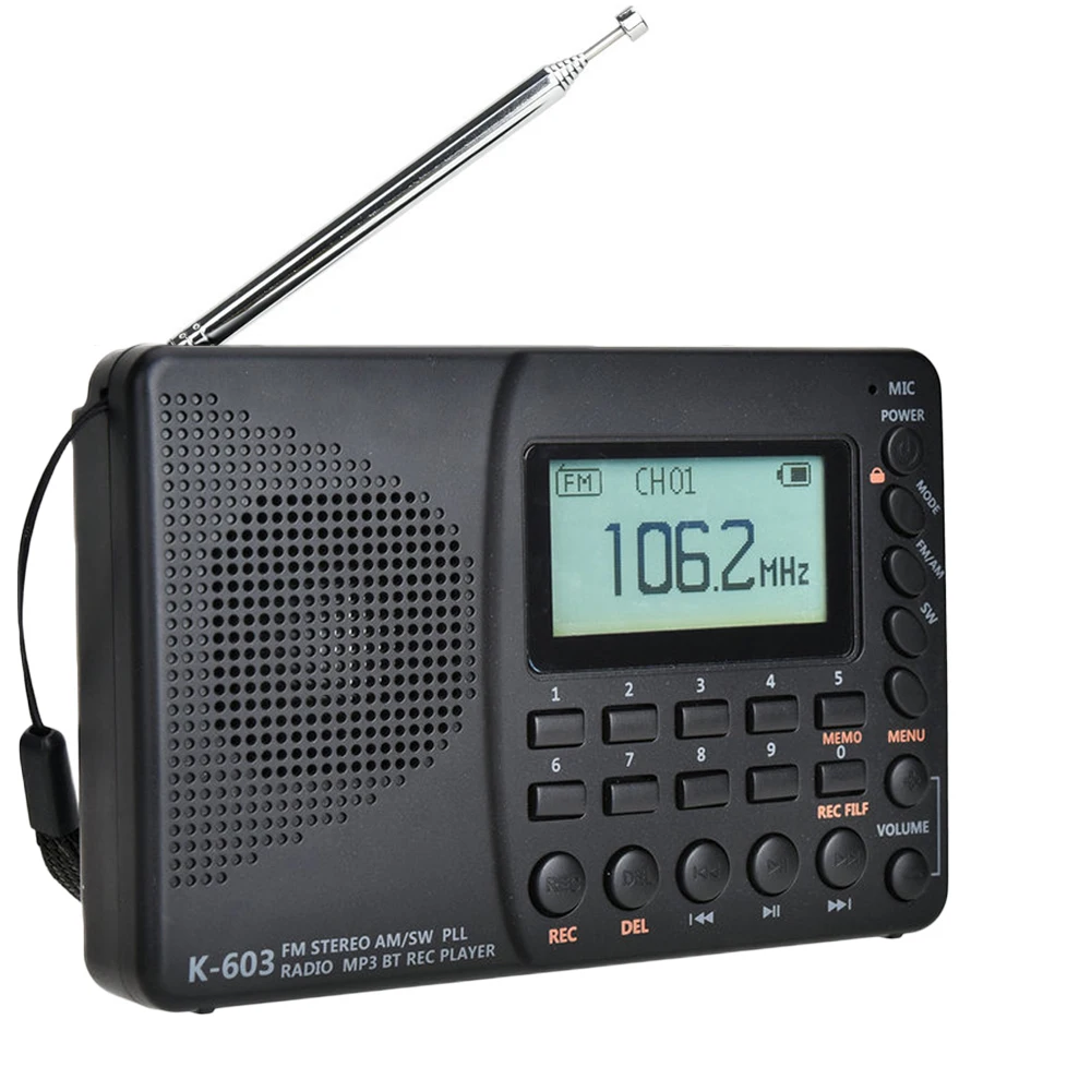 JINSERTA Новый FM/AM/SW радиоприемник многодиапазонный Портативный запись звука басов