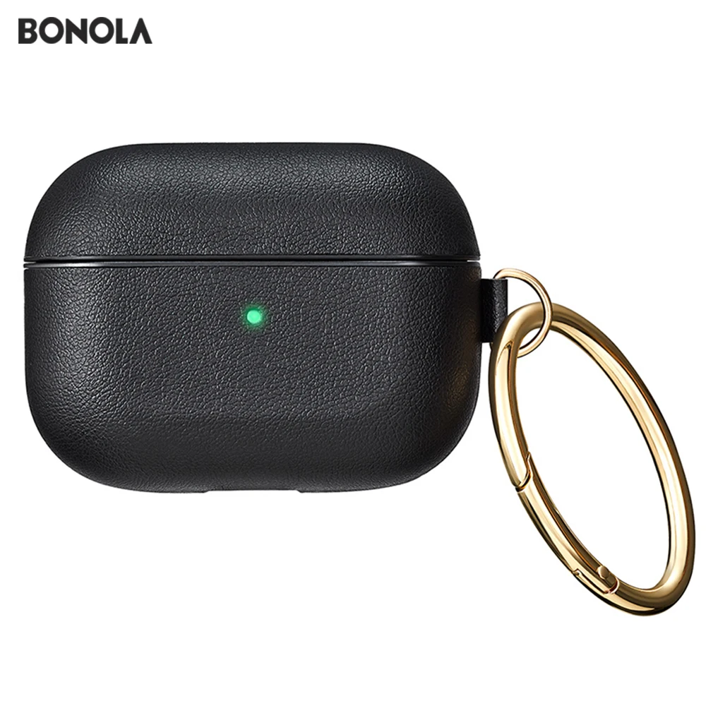 Кожаный чехол Bonola для Airpods Pro, противоударный защитный чехол s для Airpods 3 с чехлом-брелком для наушников Apple
