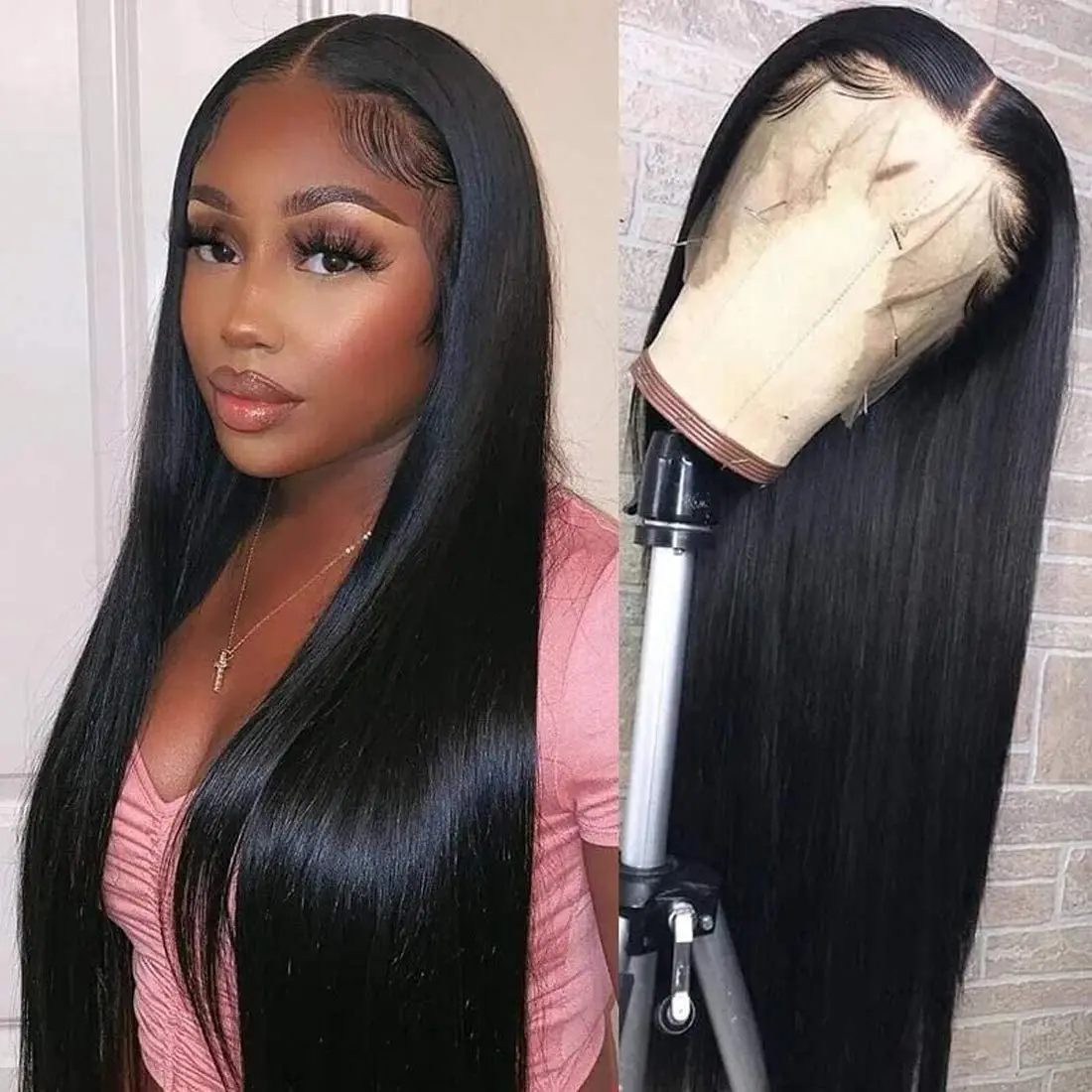 

30inch Silky Straight Human Hair Lace Wigs with Baby Hair Natural Hairline Brazilian HD 13x6 Long Part Lace Front Wigs For Women