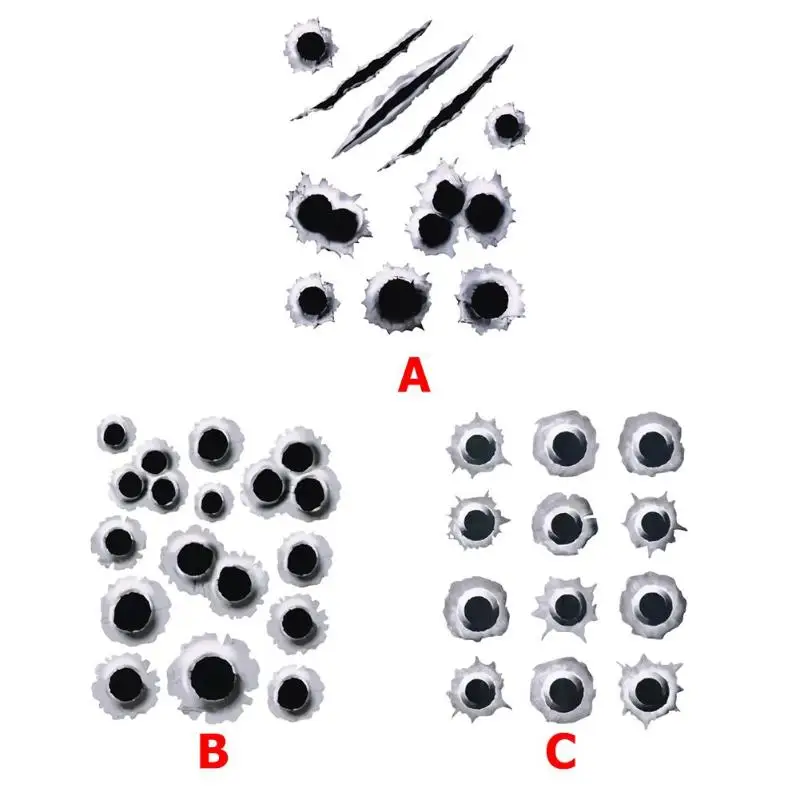 3D пулеобразные наклейки для автомобиля Мотоцикл царапины реалистичные