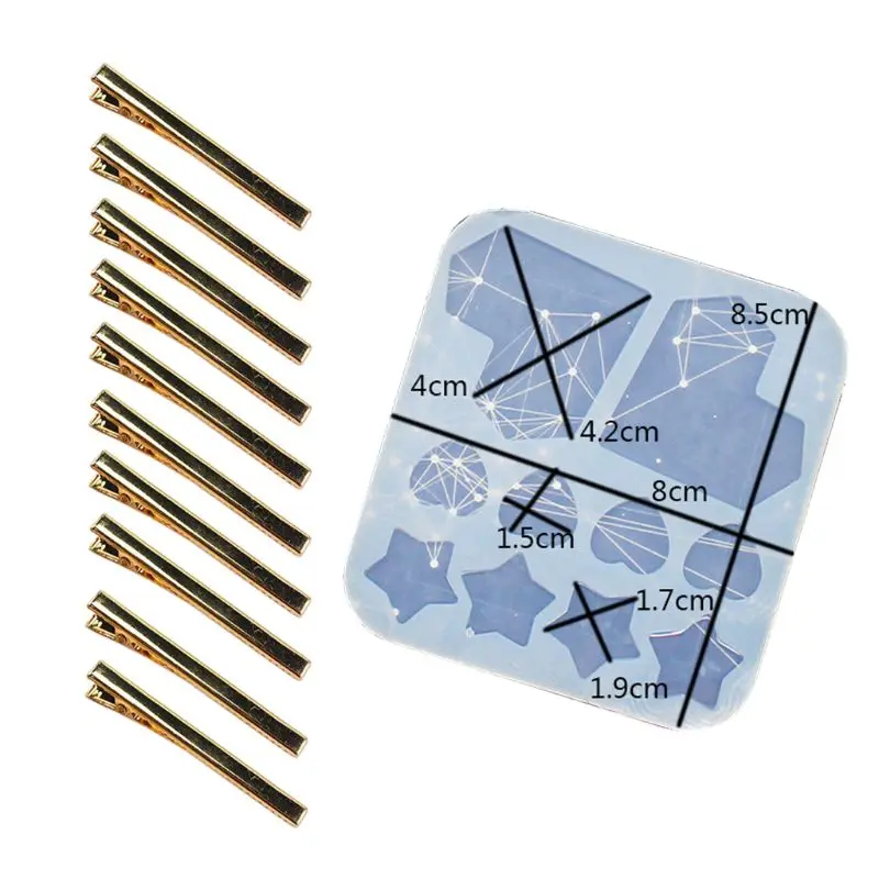 

DIY Heart Star Barrettes Silicone Epoxy Resin Molds Hair Pin Mold Jewelry Tools Drop shipping