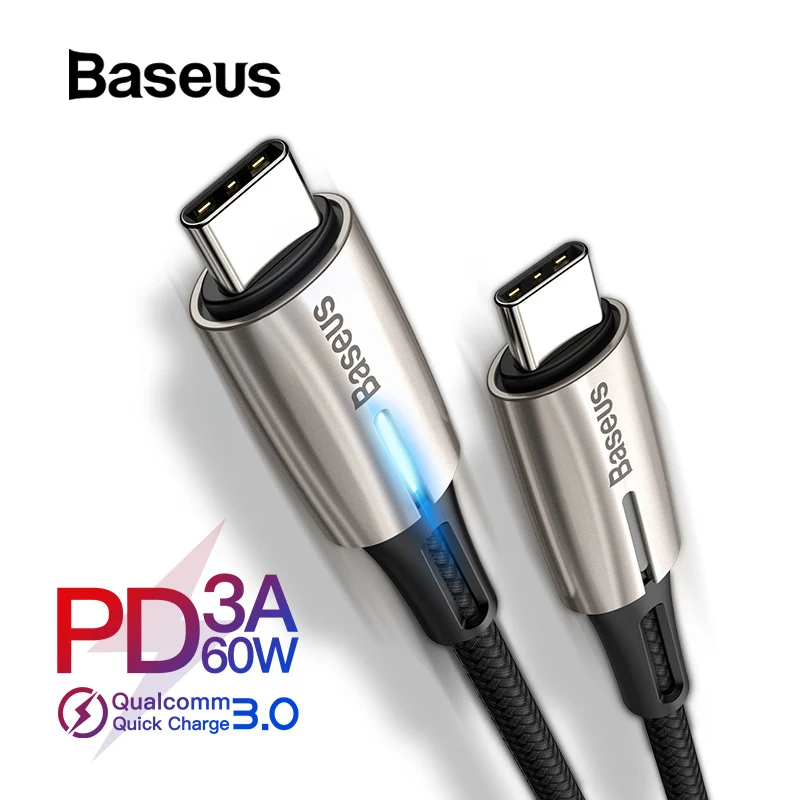 Baseus кабель usb type C к usb type C для Redmi Note 7 Pro Quick Charge 4,0 кабель USB type C для samsung S9 S10