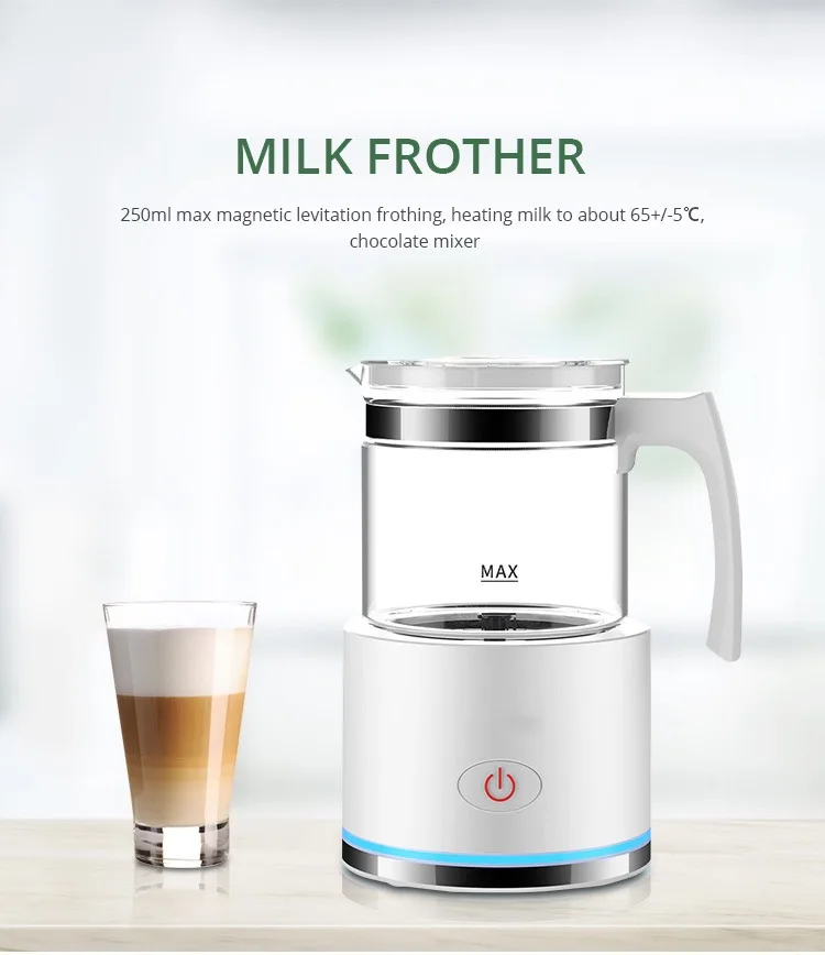

Automatic Electric Milk Frother Steamer LED Hot & Cold Milk Foam EU Plug