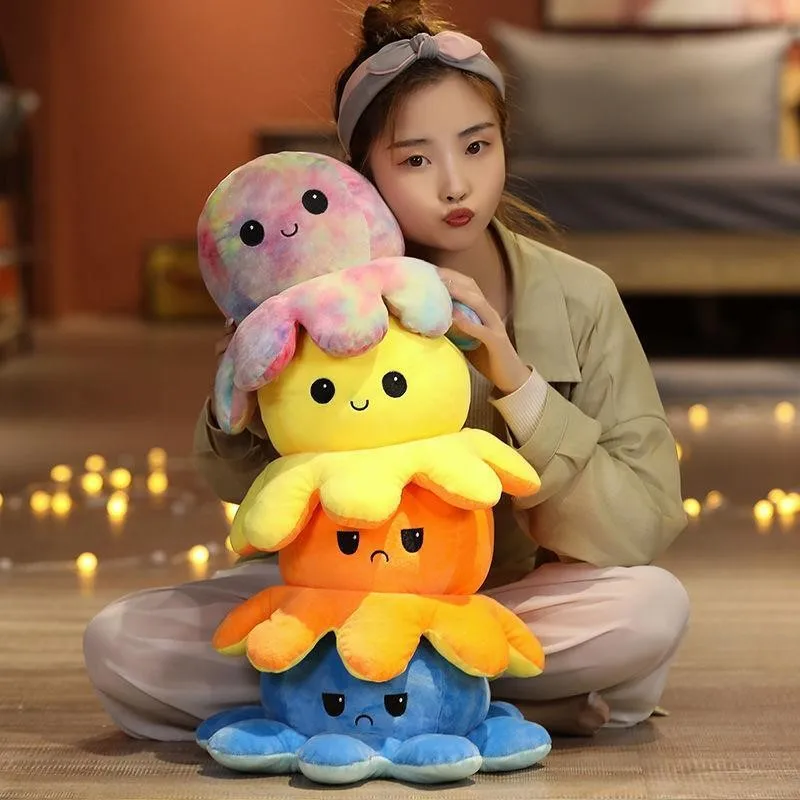 

Home Emotion Soft Doble Cara Octopus Ornaments Squishy Nap Tow-sidee Toys Newly-Arrived Kids Toy Double-Sided Octopus Flip Doll