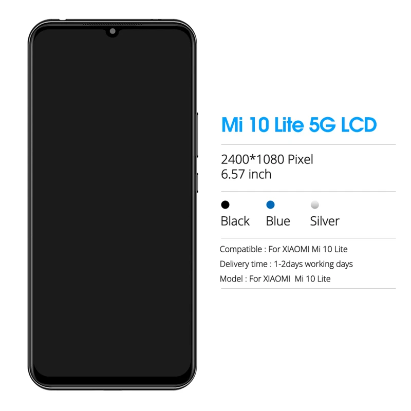 

Original Display For Xiaomi Mi 10 Lite LCD Touch Digitizer with Frame Replacement Mi10 Lite 5G Screen