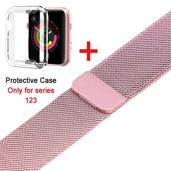 Rose Pink-2 Leecnuo Нержавеющая сталь ремешок для наручных часов для Apple Watch серии 1/2/3 ремешок ремень, 42 мм, 38 мм, версия металлическая Миланский ремешок для часов - Цвет ремешка: Rose Pink-2