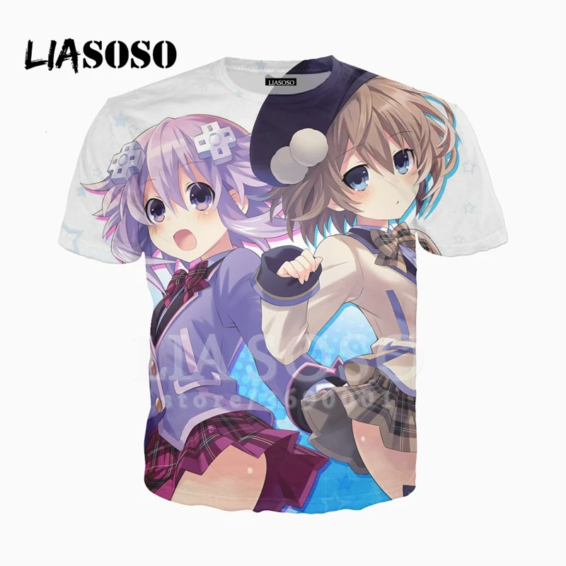 LIASOSO 3D ткани с принтом Унисекс Супер классные Нептун Hyperdimension Neptunia Noire футболка