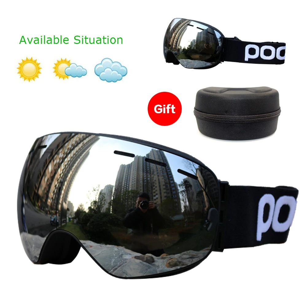 Лыжные очки POC с защитой UV400 для сноуборда противотуманные большая Лыжная маска