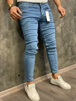 mens jeans classic no ripped denim pants men biker skinny jean blue hip hop comfortable stretch trousers 2022 streetwear