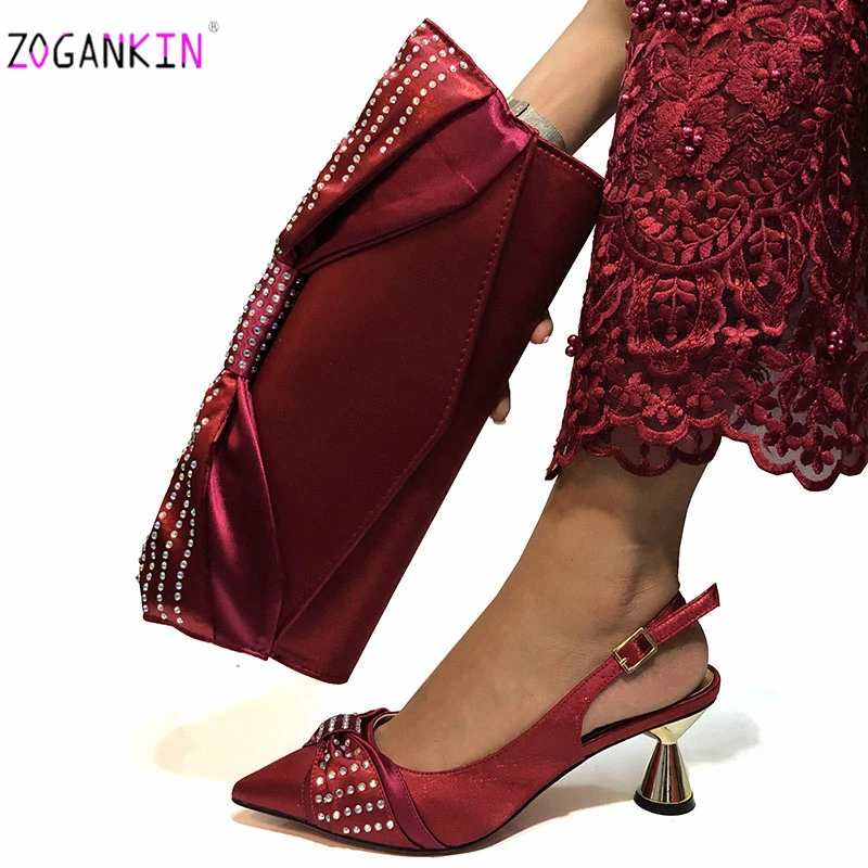 

2019 Elegant Style African Women Shoes And Bag To Match Set African High Heels Party Shoes And Bag Set For Wedding Dress