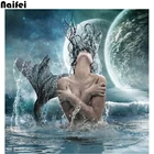 5D алмазная живопись сделай сам, вышивка крестиком русалки, полностью квадратная, круглая, сверло, 3D Алмазная живопись, Набор наклеек, украшение для дома, подарок