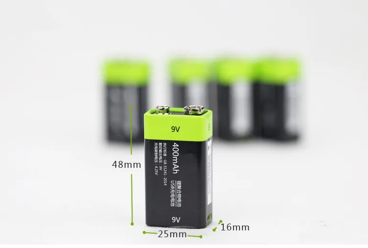 ZNTER 6 шт 9V 400 мА/ч литий li-po литий-ионная аккумуляторная батарея + Кабель micro usb для