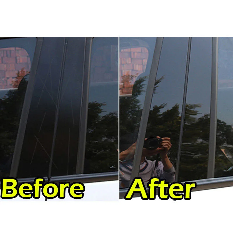 

Part Window Pillar Post Cover Set Trim 6PCS Black Decorative Exterior Kit