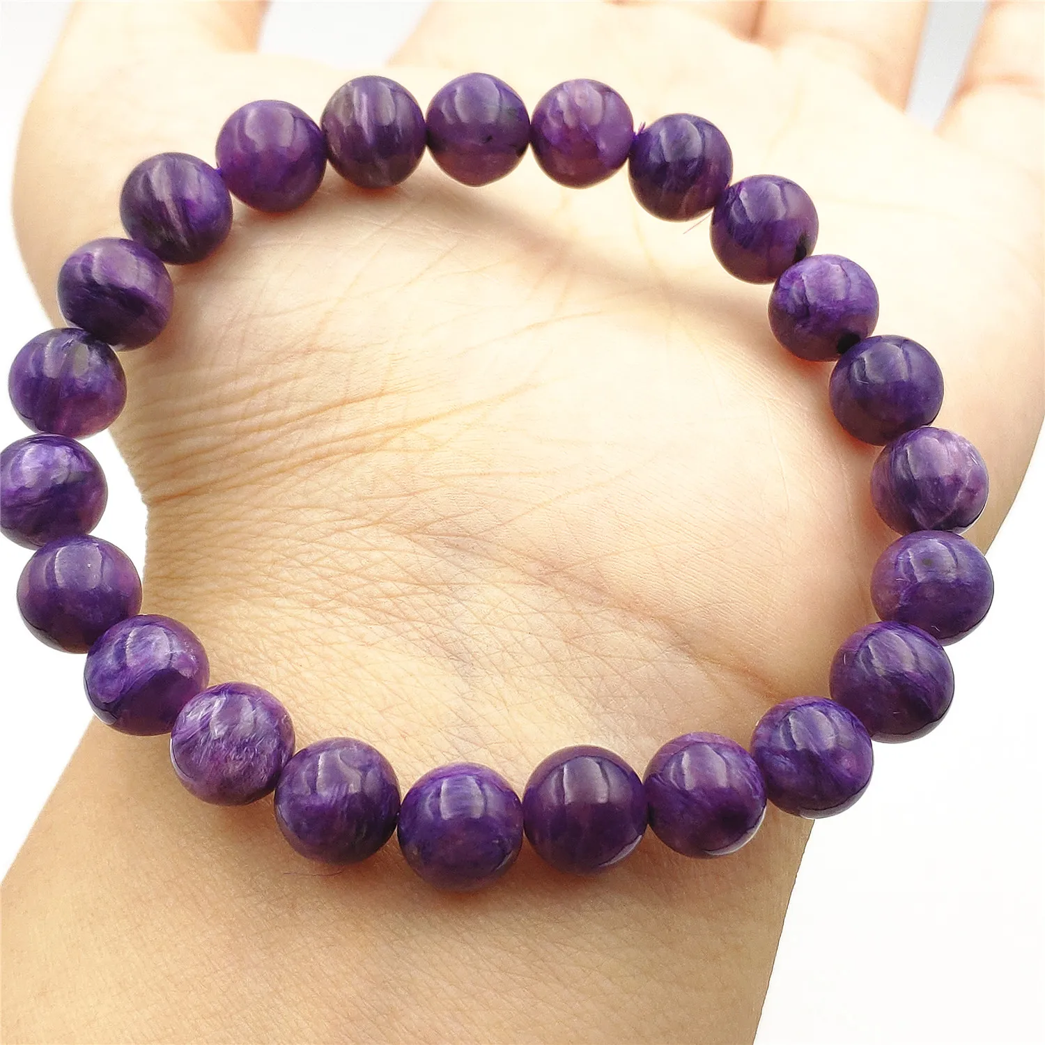 Высокое качество 8 мм натуральный фиолетовый Чароит драгоценный камень