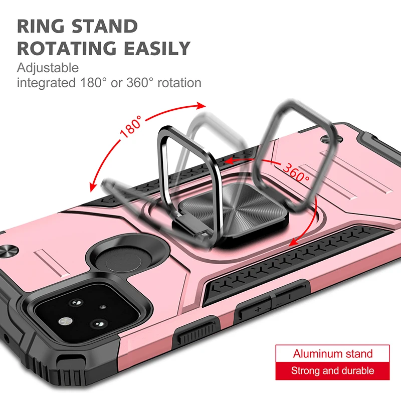 

For Google Pixel 4A 5G Case Luxury Magnetic Ring Shockproof Armor Back Cover for Pixel 5 Car holder Stand Cases