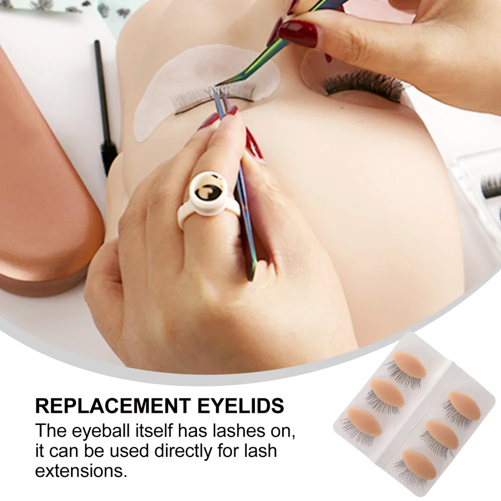 

3 Pairs Makeup Practice Kit Replacement Eyelids for Advanced Lash Mannequin Head