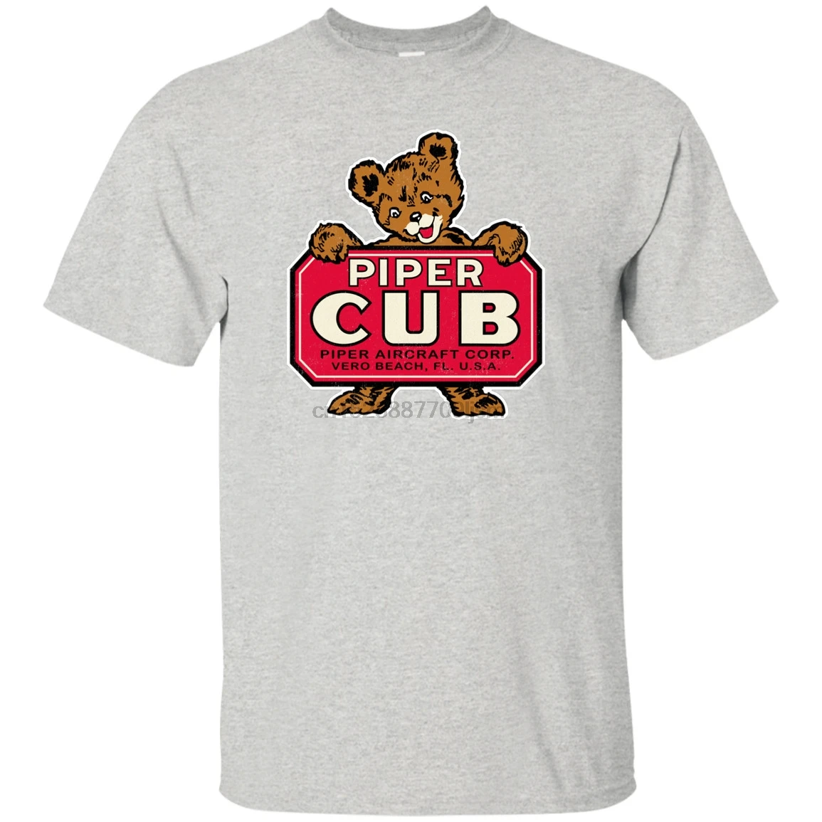 Piper Cub Ретро логотип самолет тренировка медведь авиационная летная футболка |