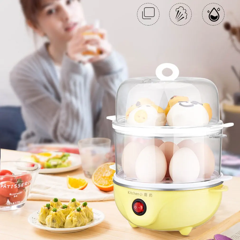 

Double Layer 14 Eggs Capacity Egg Boiler Steamer Electric Egg Cooker Corn Milk Steamed Kitchen Cooking Machine 220-240V 350W