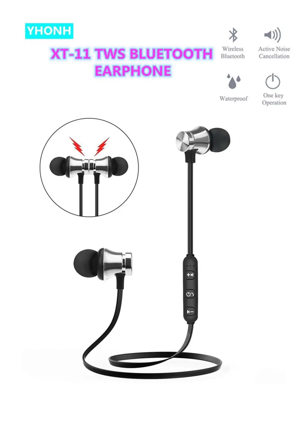 Магнитные наушники XT11 с Bluetooth 4 2 спортивные для бега беспроводная гарнитура