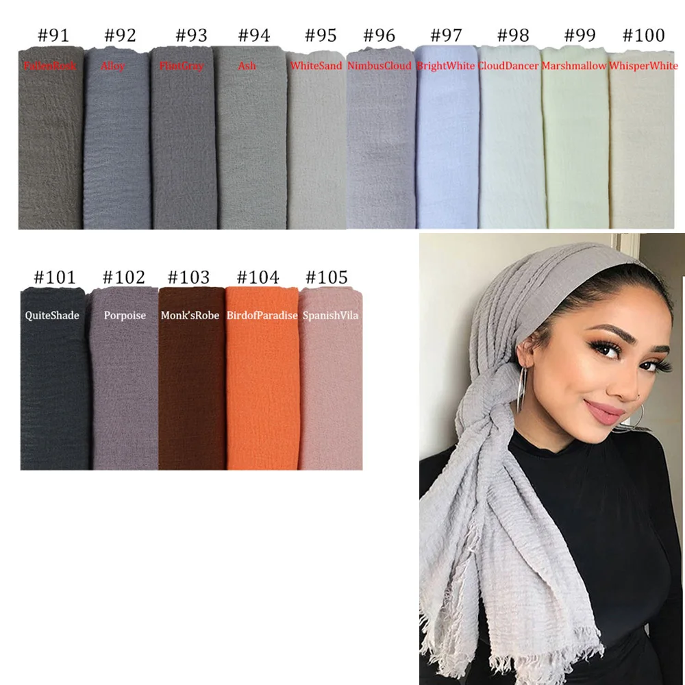 

Wholesale 10pcs crinkle crimp scarf cotton Viscose turban hijab shawls women muslim scarf 180X90CM