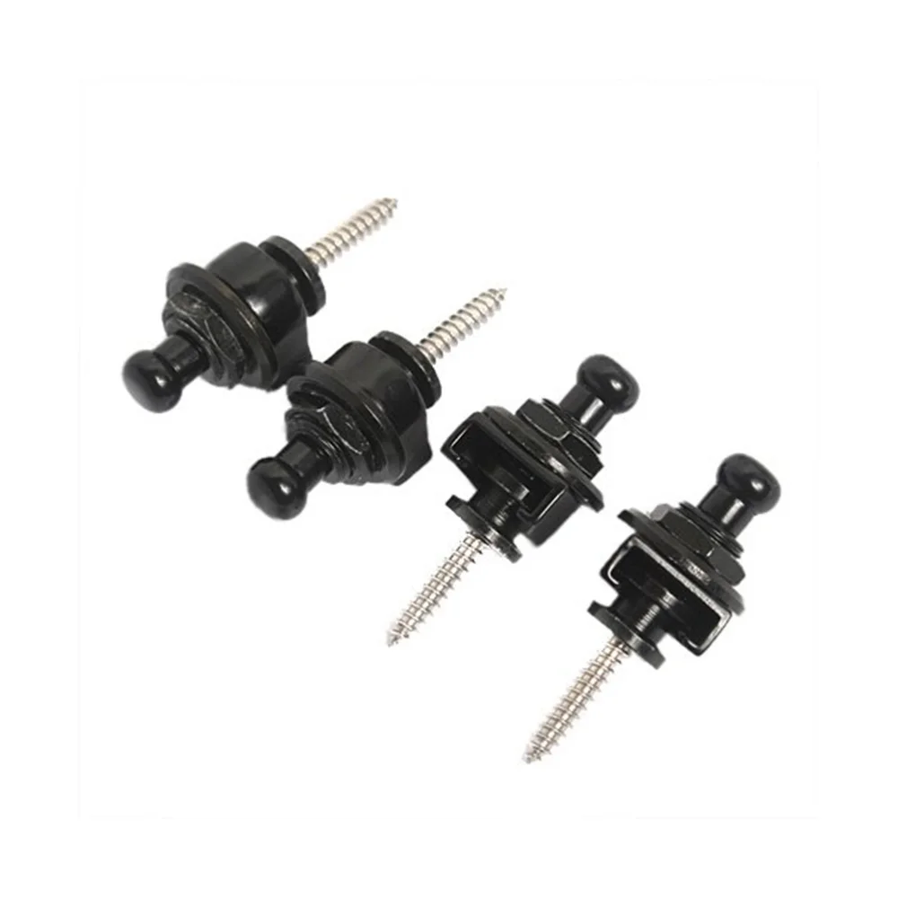 

4pcs Round Head Strap Locks for Electric Acoustic Guitar Bass (Black)