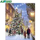 AZQSD краска по номеру Рождественская елка холст краски наборы картины масляная краска ing по номерам уличная ручная краска ed домашний Декор подарок