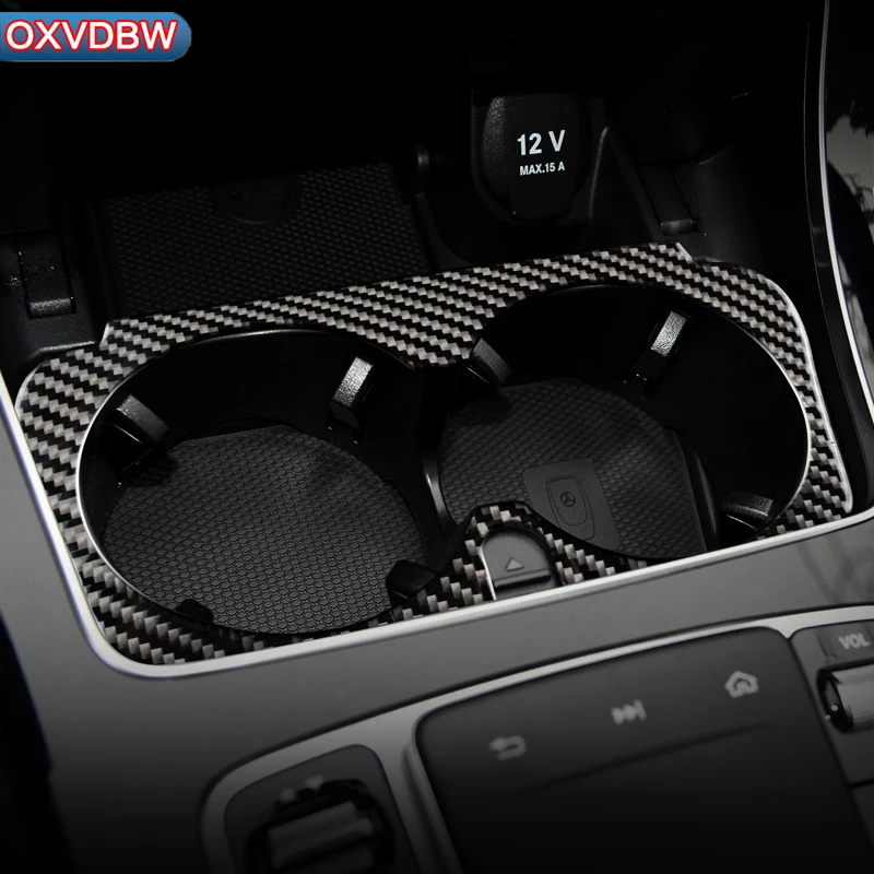 

Стайлинга автомобилей углеродного волокна рамка держателя стакана воды отделкой Стикеры для Mercedes Benz C Class W205 C180 C200 C300 GLC аксессуары