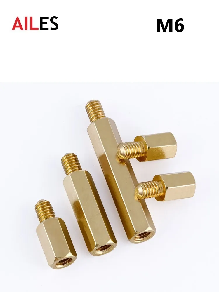 

M6 Hex Brass Standoff Spacer Screw Pillar PCB Computer PC Motherboard Female Standoff Spacer 6mm Thread Length 8mm Thread Lengt