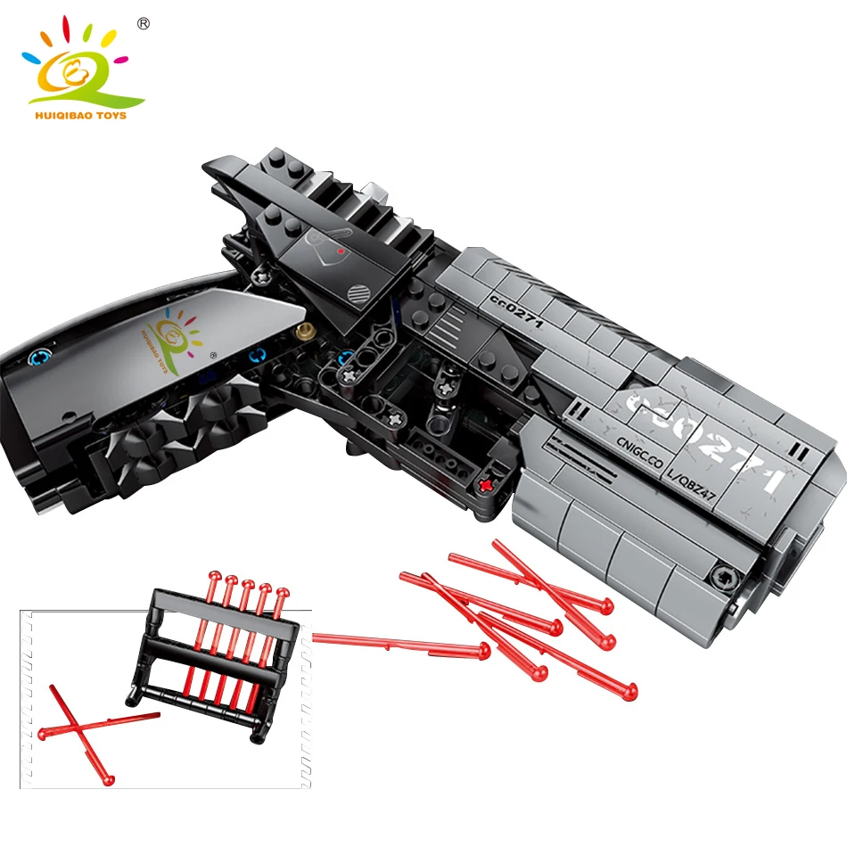 

HUIQIBAO 431 шт. блуждающая земля сигнальный пистолет модель оружия строительные блоки технические кирпичи город строительные игрушки для детей...