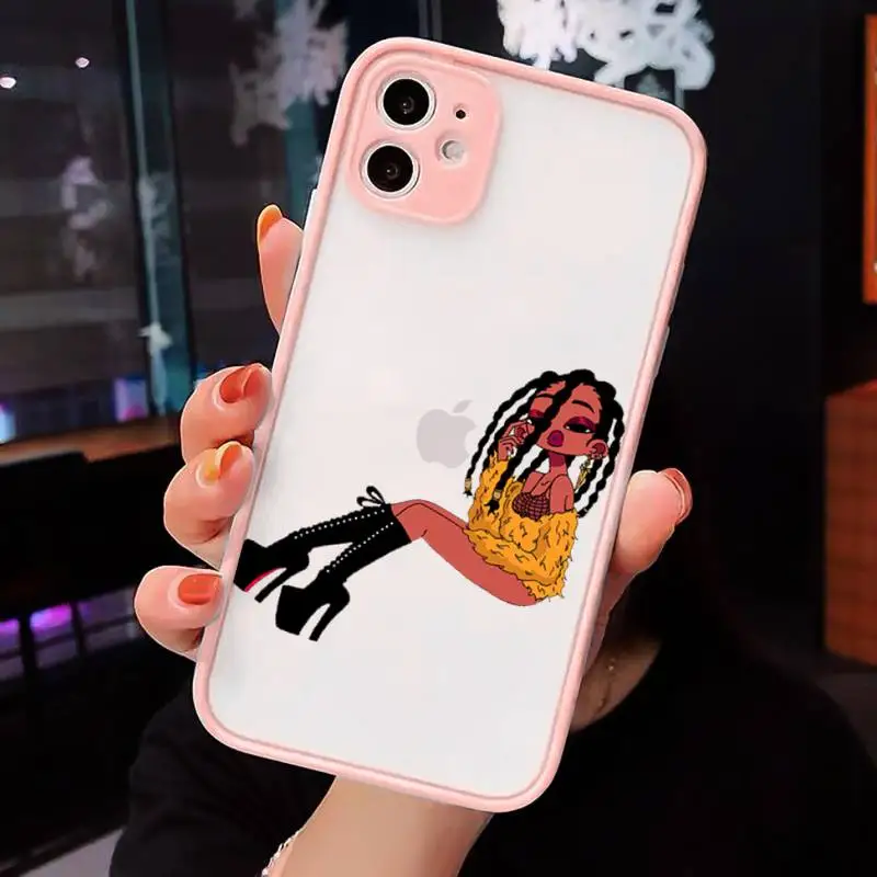 

Black girl money Phone Cases Matte Transparent for iPhone 7 8 11 12 s mini pro X XS XR MAX Plus cover funda