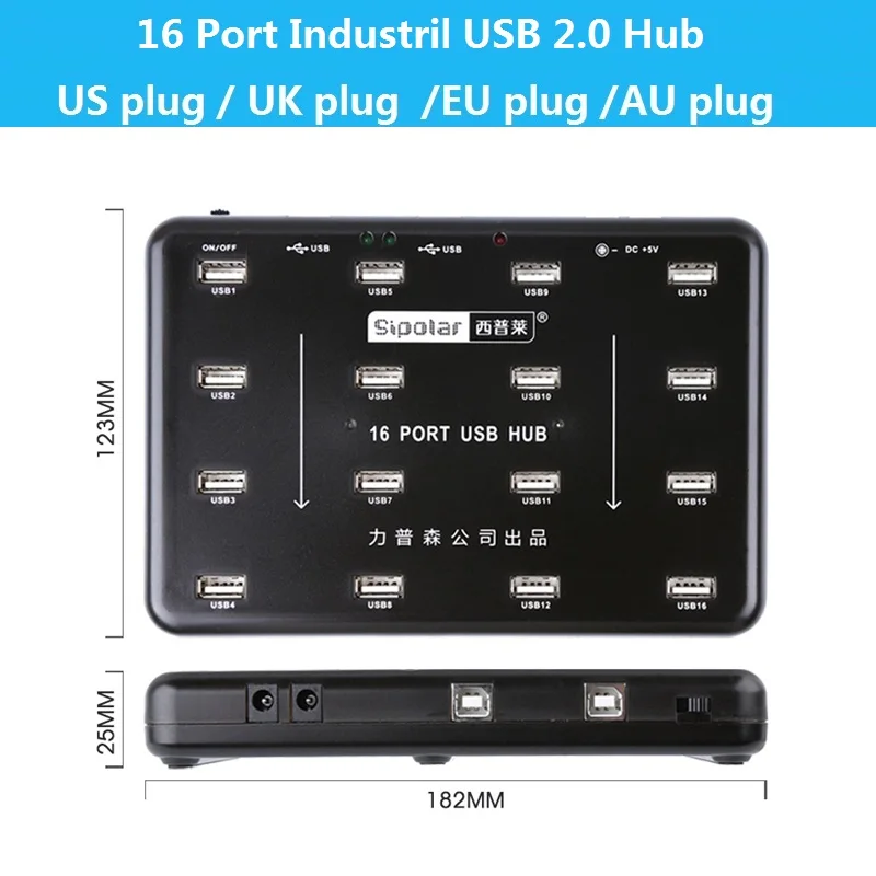 Фото USB-концентратор GOFORAY Sipolar с 16 портами промышленный концентратор USB 2 0 порт для
