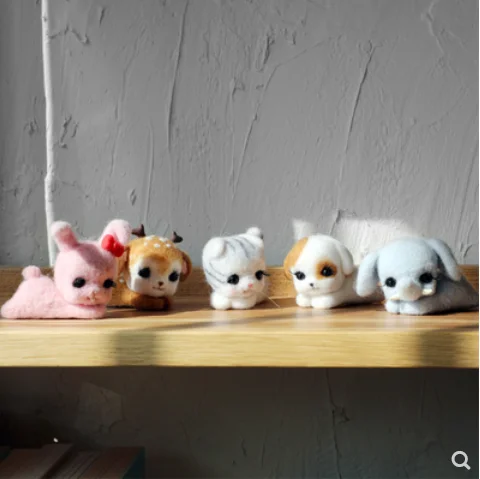 Котята кролики слоны олень собаки куклы-животные. Шерстяной набор для шитья