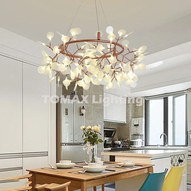 

80CM Nordic Firefly 54W Chandelier for Living Room Bedroom Clothes Store Restaurant Designer Adjustable Pendant Light Fixtures