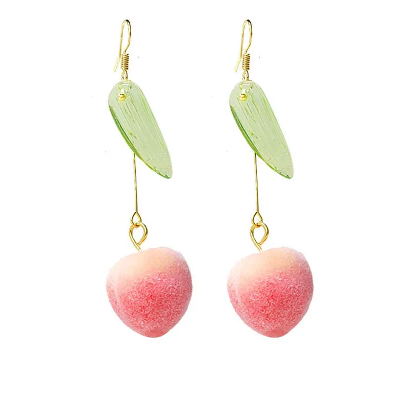 

New Arrival Korean Acrylic Trendy Pink Peach Drop Earrings For Women Cute Sweet Jewelry Fashion Oorbellen
