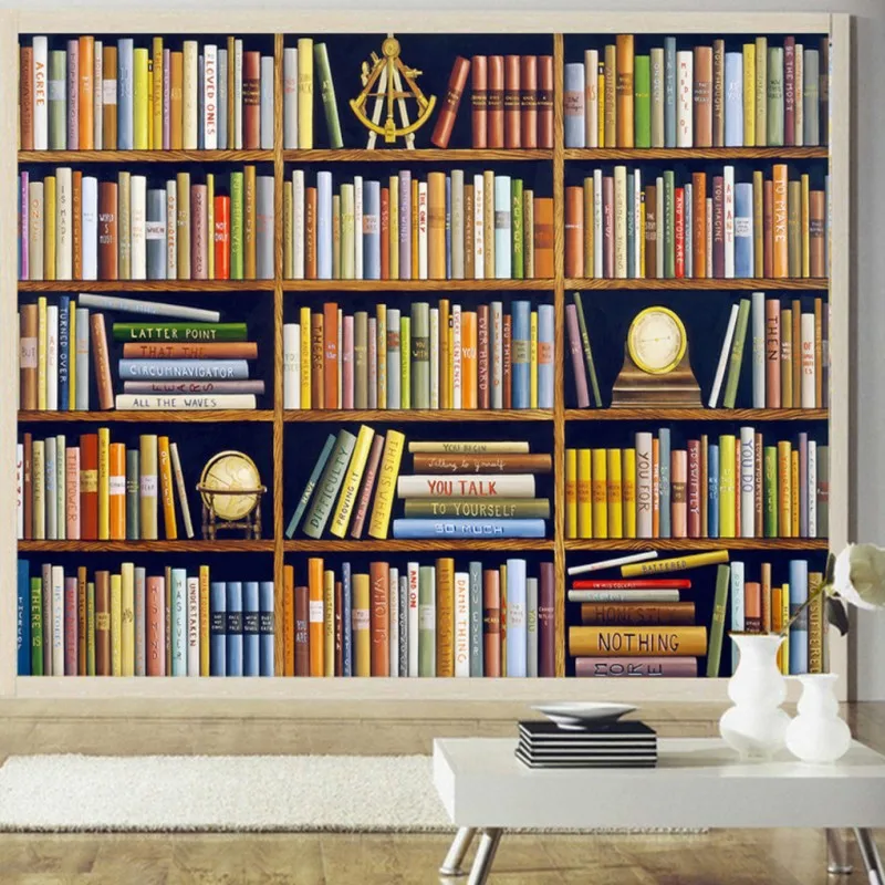 Прямая поставка Настенная Роспись по заказу книги ручной работы книжные полки в