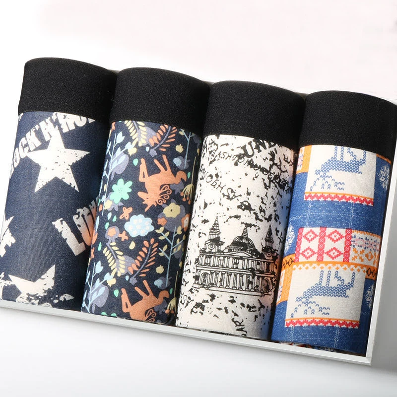 4Pcs Boxer Underwear Moda Mens Underwear Cotton Boxers Underpants Breathabe Boxer Shorts Men Cueca Mae Panties Boxershorts