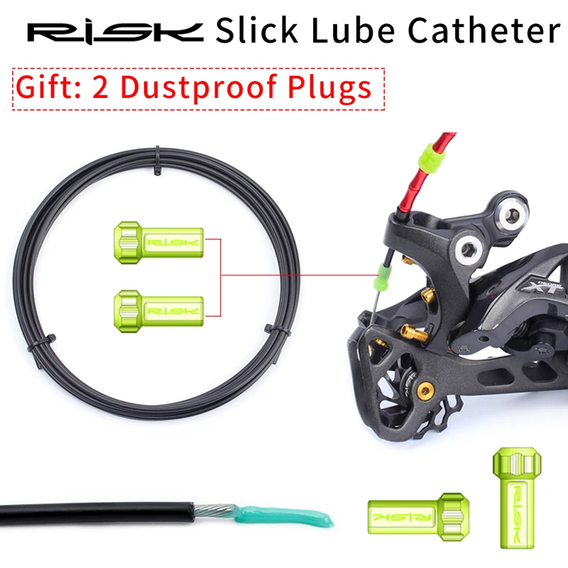 

RISK 3 Meter Bicycle Slick Lube Catheter with 2 Dust Plug For Brake Shifting Internal Cable Routing Oil Tube Injection Housing