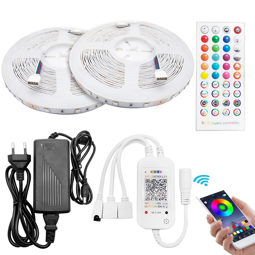 Светодиодная лента RGB 5050 гибсветодиодный 20 м DC 12 В + 40 клавиш музыкальный пульт