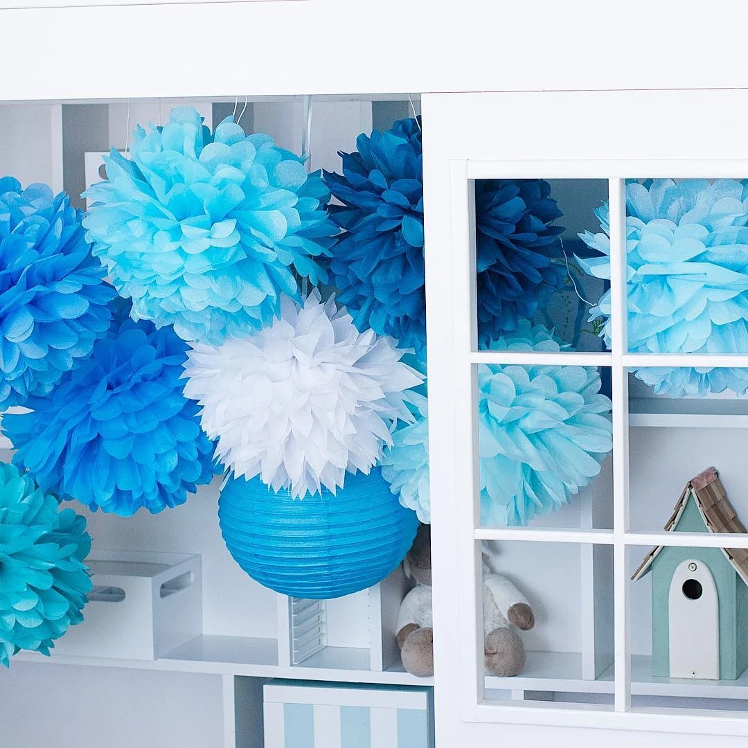 

3/6/9/15pcs 4" 6" 8"(10cm 15cm 20cm) Tissue Paper Pom Poms Colorful Flower Kissing Pompom Ball for Wedding party home Decoration