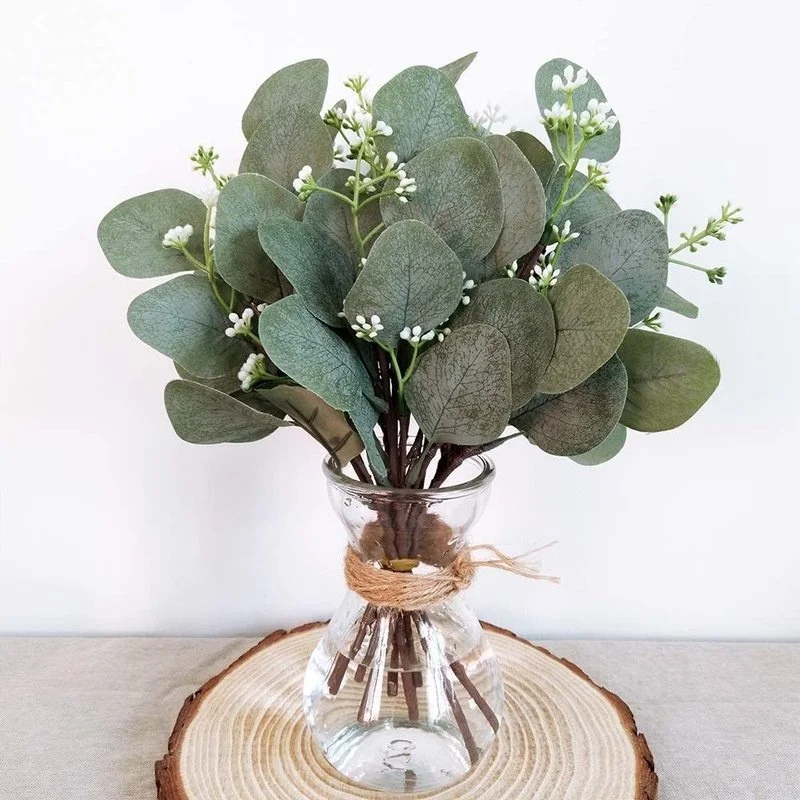 

5Pcs Artificial Eucalyptus Leaves Artificial Plants for Floral Bouquets Stems Eucalipto Branches Wedding Decoration Home Decor