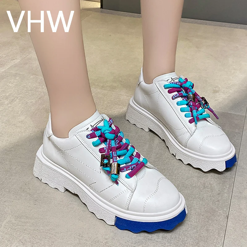 

Women White Sneakers 2021 Spring Trainers Autumn Flats Platform Casual Sport Shoes Woman Colorful Lace Up Vulcanized Sneakers