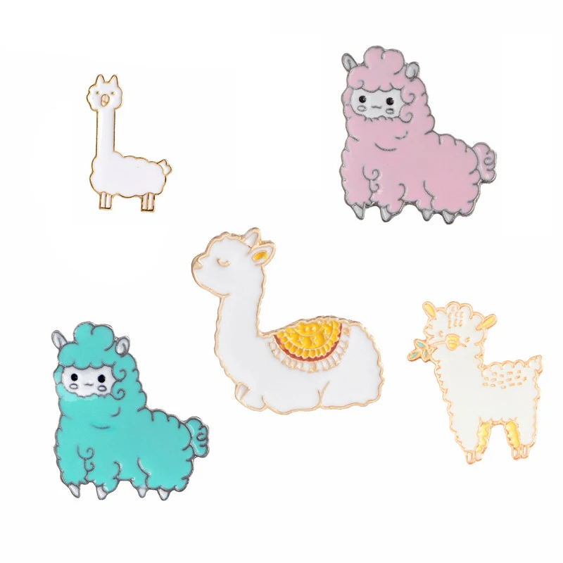 История животных! Эмалированные броши в виде мягкой пушистой овцы верблюда